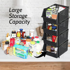 Skywin Stackable Storage Bins Open Front for Pantry Storage, 4 Pack - Black