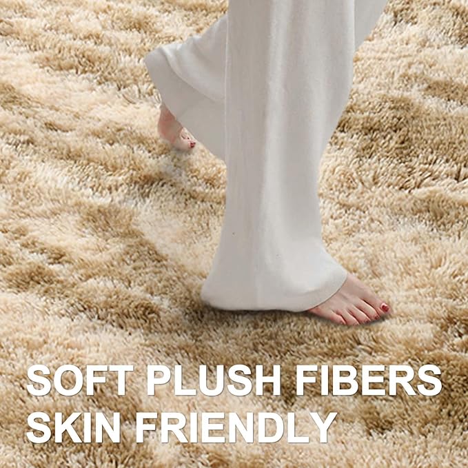 Area Rugs for Living Room, Tie-Dyed 4x6 Feet Soft Fluffy Shagg Plush Rug High - Image 4