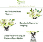 Nearly Natural 4534-WH Magnolia Arrangement with Vase,White