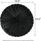 HIG Set of 2 Decorative Round Pleated Throw Pillows, Classy Accent Pumpkin - Image 4