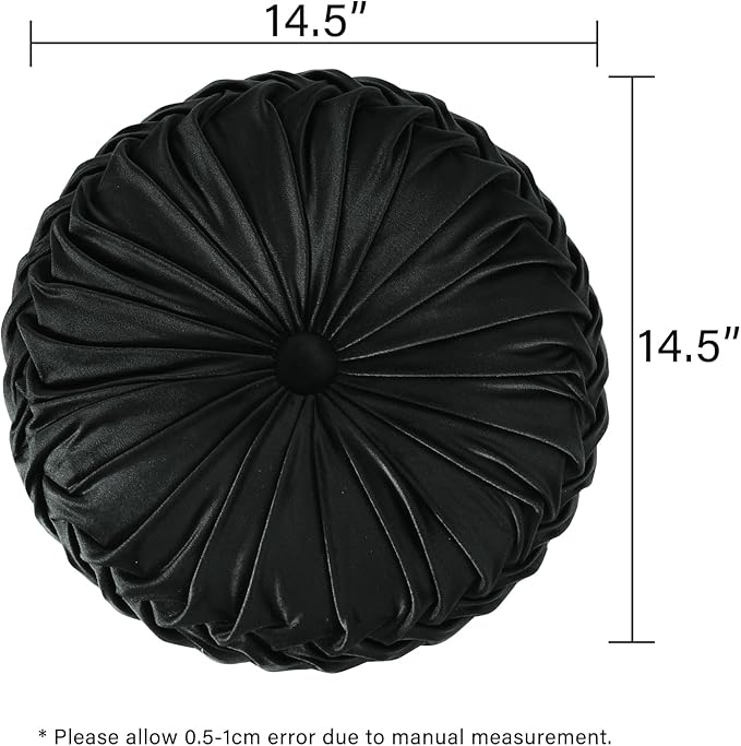 HIG Set of 2 Decorative Round Pleated Throw Pillows, Classy Accent Pumpkin - Image 4