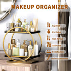 Makeup Organizer Vanity, Black Gold Perfume Organizer for Dresser