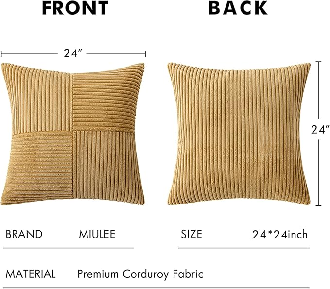 MIULEE Khaki Decorative Euro Sham Pillow Covers 24x24 Inch - Image 6