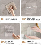 4 Pack Acrylic Wall Mount Organizer, Adhesive Cabinet Door Storage Bins, Clear Makeup Containers, Stackable Organizer Basket for Kitchen, Bathroom, Cabinet, Pantry, Office