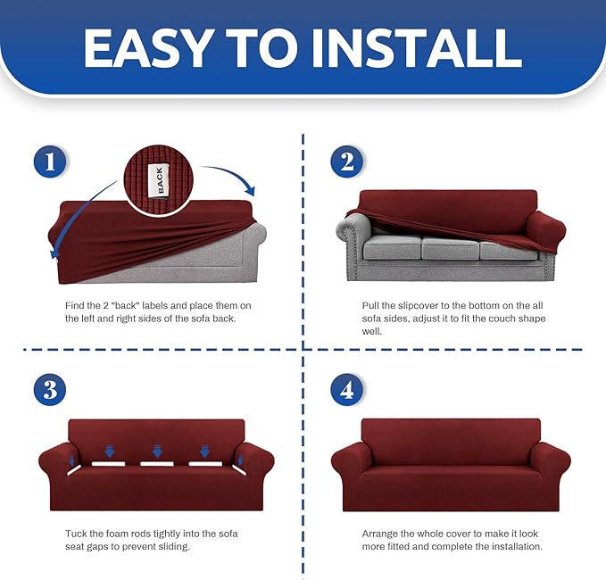 KEKUOU Stretch Oversized Sofa Slipcover 1 Piece Couch Sofa Cover Furniture - Image 6
