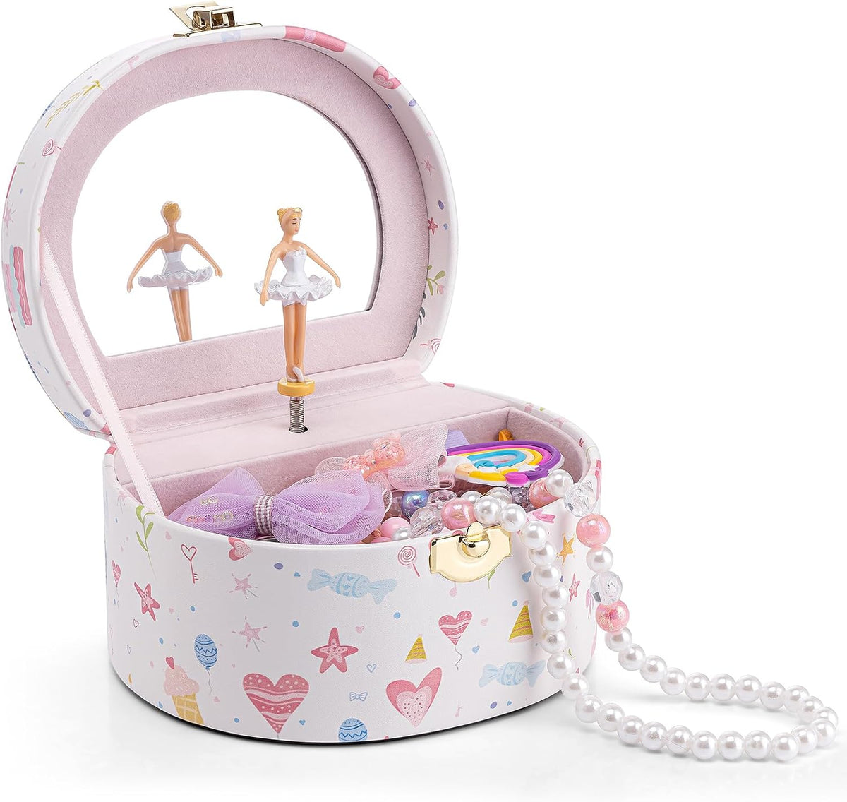 VLANDO Musical Jewelry Box for Girls, Arc Design with Spinning Ballerina