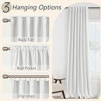 Guken White 100% Blackout Linen Curtains 90 Inch Length 2 Panels Set - Image 5