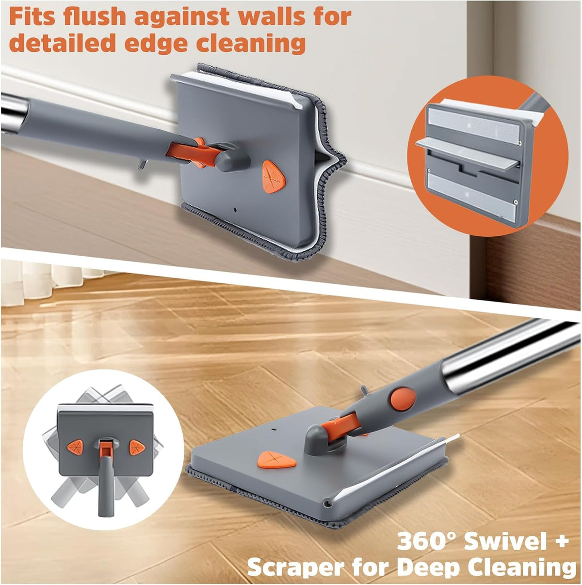 UIMO Wall Cleaner Mop with 94" Long Handle, Triangle Head Scrubber
