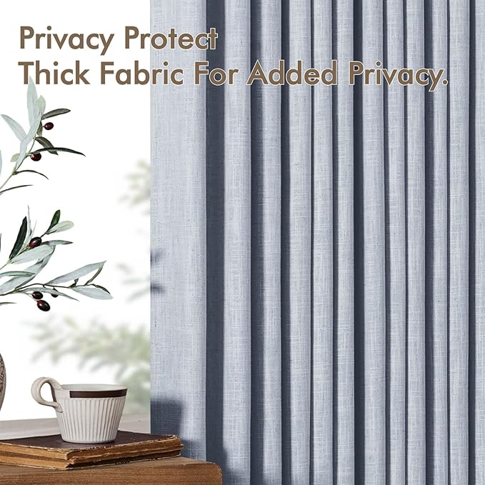 MIULEE Pinch Pleated Thick Linen Curtains 96 Inches Long 2 Panels - Image 7