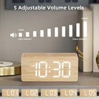 uscce Wooden Digital Alarm Clocks for Bedrooms with 0-100% Dimmable Display