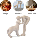 Abstract Person and Dog Head-to-Head Figurine Sandstone
