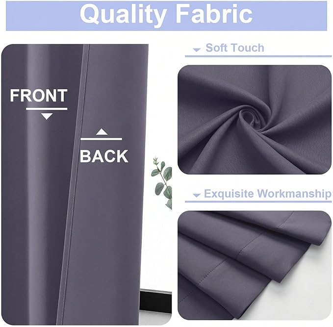 Simplebrand Ava Greyish Purple Short 36 Inches Blackout Curtain 2 Panels Set - Image 3