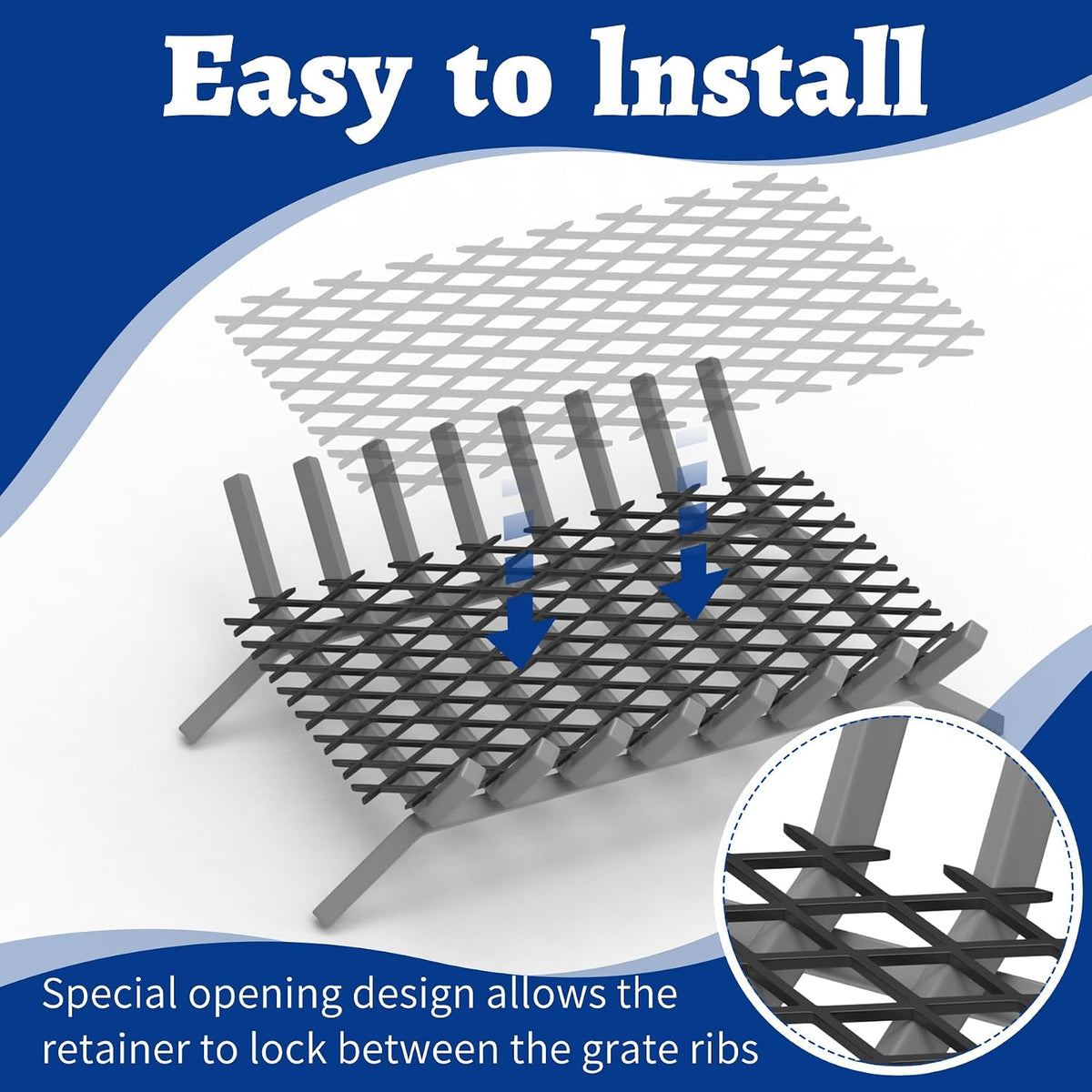 Ember Retainer for Fireplace Grates, 16 x 10 Inch Solid Steel Fireplace Grate Ember Retainer, Keep Burning Embers from Falling, Fire Place Accessories for Camping, Fire Pits, 2 Pack