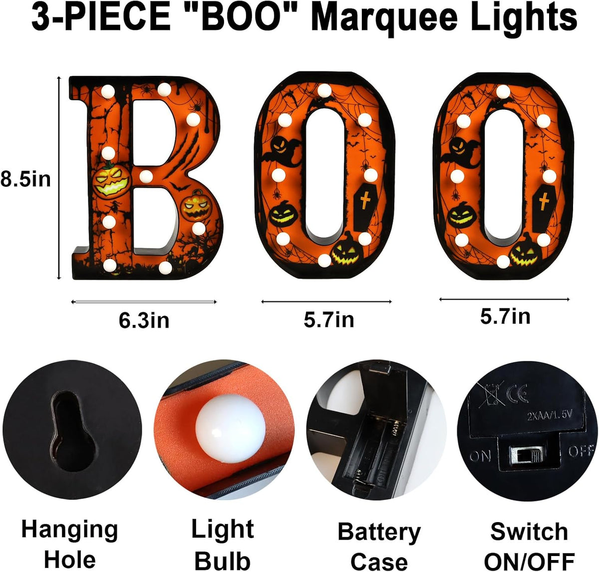 Zimati Halloween Decorations Indoor Boo Sign Mantel Decor, 8.5 in