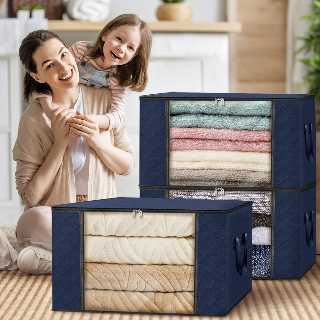 Fab totes 6 Pack Storage Bags for Clothes Blanket Storage Bins with Lids