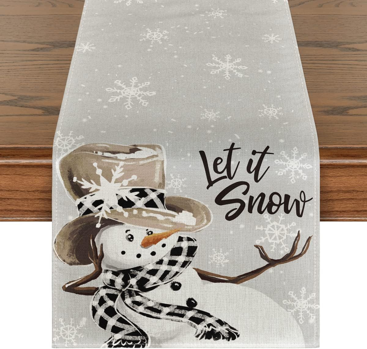Artoid Mode Grey Snowman Winter Table Runner Home Party Decor 13x90 Inch