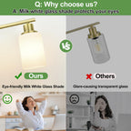MOKATNG 3-Light Bathroom Light Fixtures, Aged Brass Vanity Light with Milky White Shades, Bathroom Lighting Fixtures Over Mirror, Modern Bathroom Wall Lamp for Mirror Living Room Cabinet Bedroom