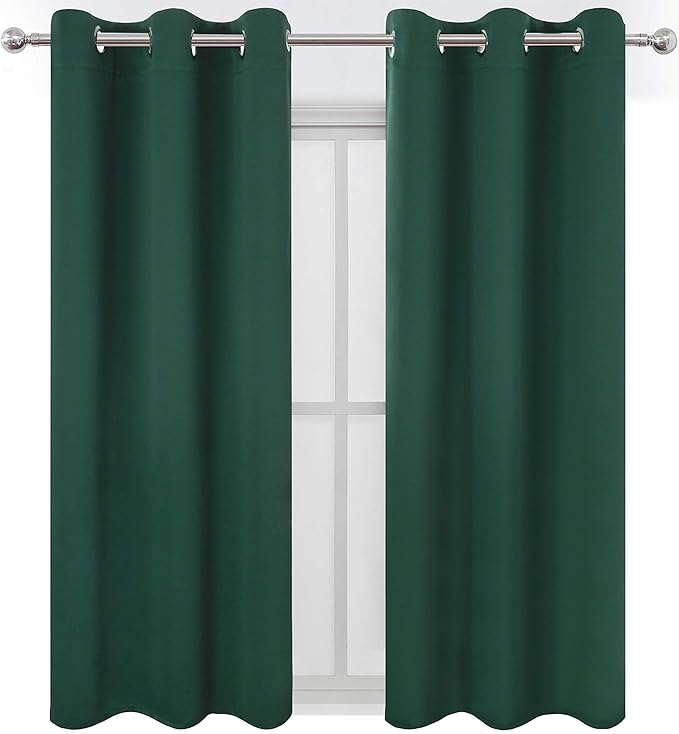 LEMOMO Dark Green Bedroom Blackout Curtains/38 x 54 Inch Long/Set of 2 Curtain - Image 2