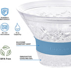 Martini Glasses, Plastic Reusable Insulated Freeze Martini Cooling Cups, Gel Chiller, Double Wall Stemless Martini Glasses Set of 2, 9 Oz Capacity, Martini Gifts, 2 Reusable Cocktail Straws