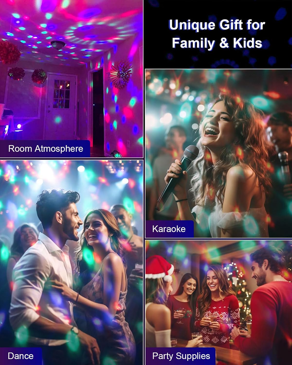 Luditek 2-Pack Sound Activated Party Lights with Remote, Disco Ball Strobe