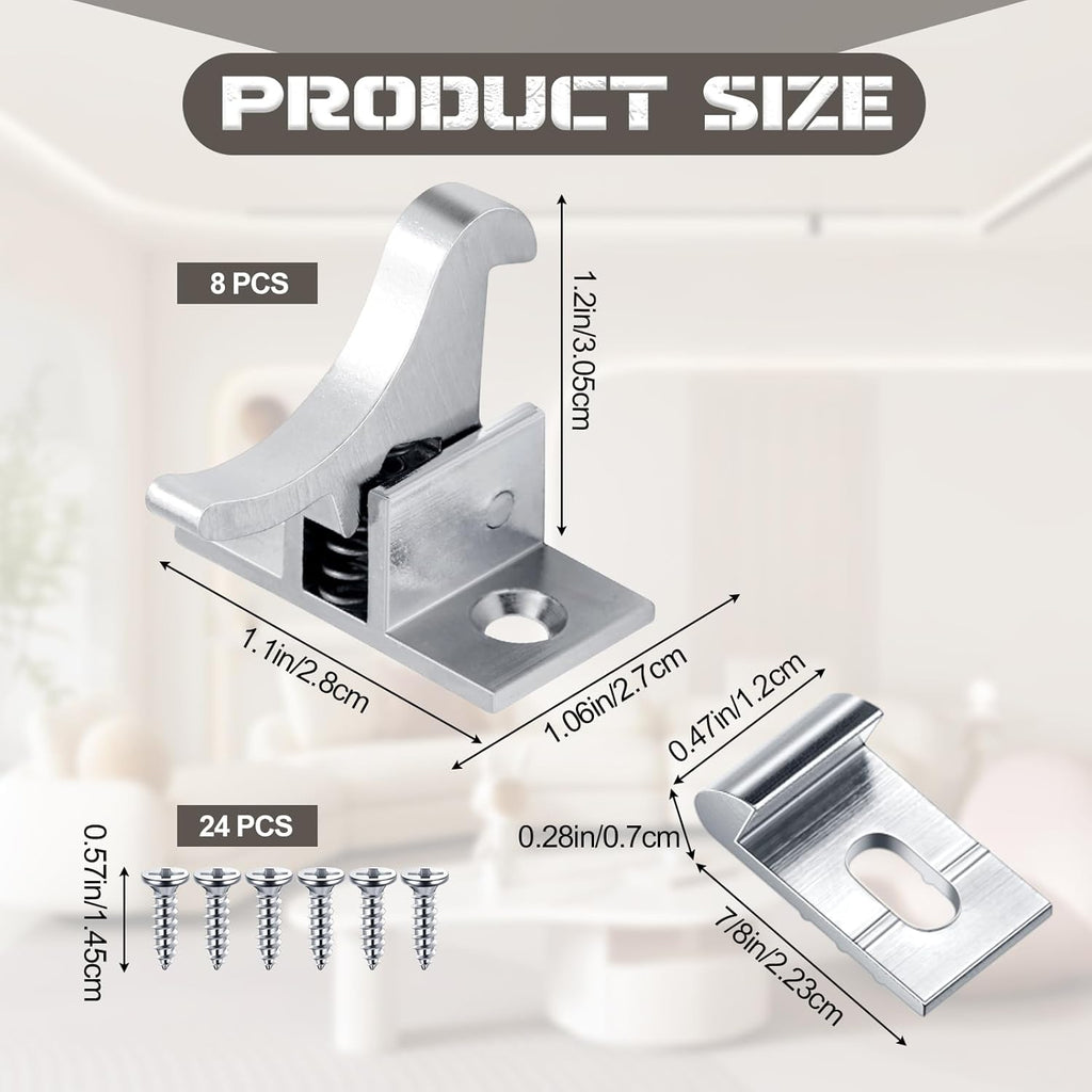 8 Pcs Silver Heavy Duty Cabinet Door Latch