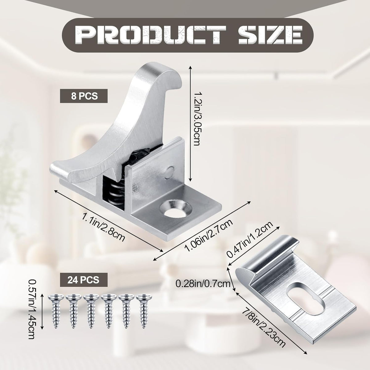 8 Pcs Silver Heavy Duty Cabinet Door Latch