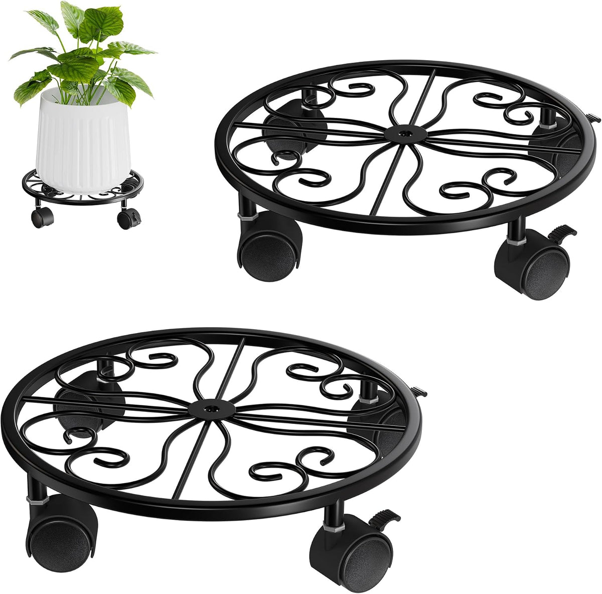 10.24" Plant Stand with Wheels - 2 Pack Plant Caddy.