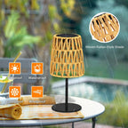 2pcs Outdoor Table Lamp: Rechargeable LED Solar Lantern for Garden Yard, Waterproof Solar Lights Outdoor Cordless Table Rattan Lamp, Small Deck Lamp for Balcony Patio,Gift for Women Mother Days