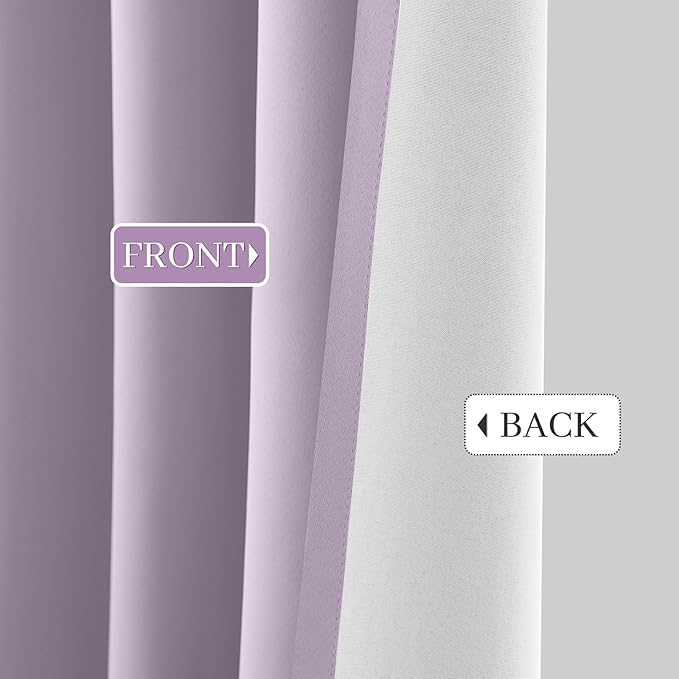Yakamok Lilac 100% Blackout Curtains 63 Inches Long - Image 4