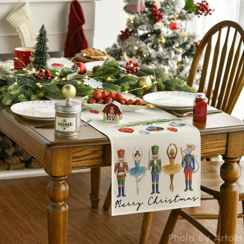 Artoid Mode Nutcracker Christmas Table Runner Home Party Decor 13x108 Inch