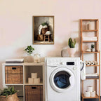 Vintage Laundry Room Wall Art Rustic Laundry Basket Bathroom Wall Decor Poster Country Farmhouse Wildflower Canvas Painting Print 12x16 inch Wood Framed