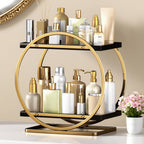 Makeup Organizer Vanity, Black Gold Perfume Organizer for Dresser