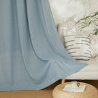 NICETOWN Flax Semi Sheer Stone Blue Linen Curtains - Image 6