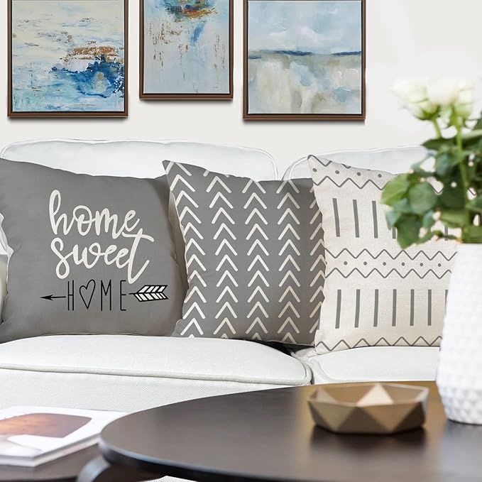 YCOLL Pillow Covers 16x16 Set of 4, Modern Sofa Throw Pillow Cover, Decorative - Image 5
