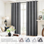 Yakamok Grey Room Darkening 100% Blackout Curtains Grommet Window Treatments - Image 7