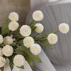 VIERENA 6 Pcs 27" Artificial Pompon Mum Silk Flower Stems for Vase (Cream)
