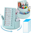 360 Rotating Pencil Holder with To Do List for Kids, Desk Organizer Checklist Routine Chart with Slider, Pen Organizer with 7 Slots Desk Organizers and Accessories for Office School Home