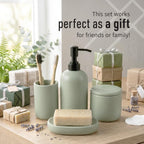 Ava Nord Modern Minimalist Ceramic Bathroom Accessories | Set of 4 | Green