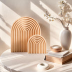 2 Pcs Natural Wood Arch Decor, Serving Boards and Boho Shelf Decor
