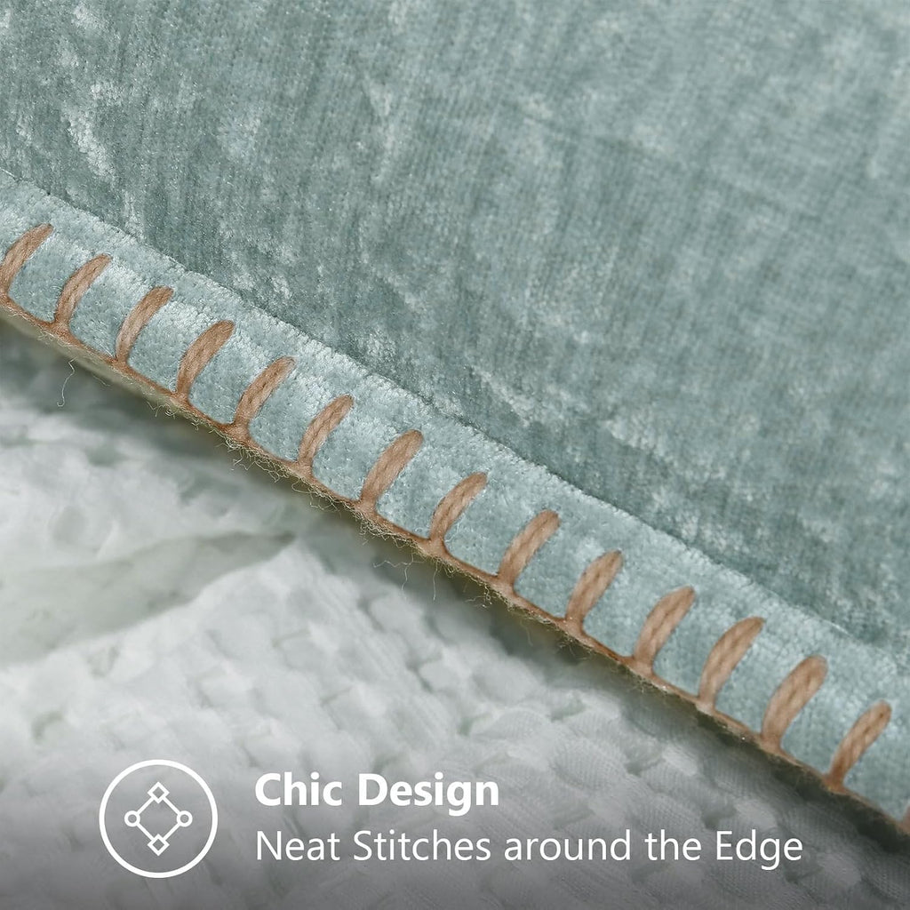 decorUhome Soft Chenille Throw Pillow Covers 18x18 Set of 2 Aqua Haze