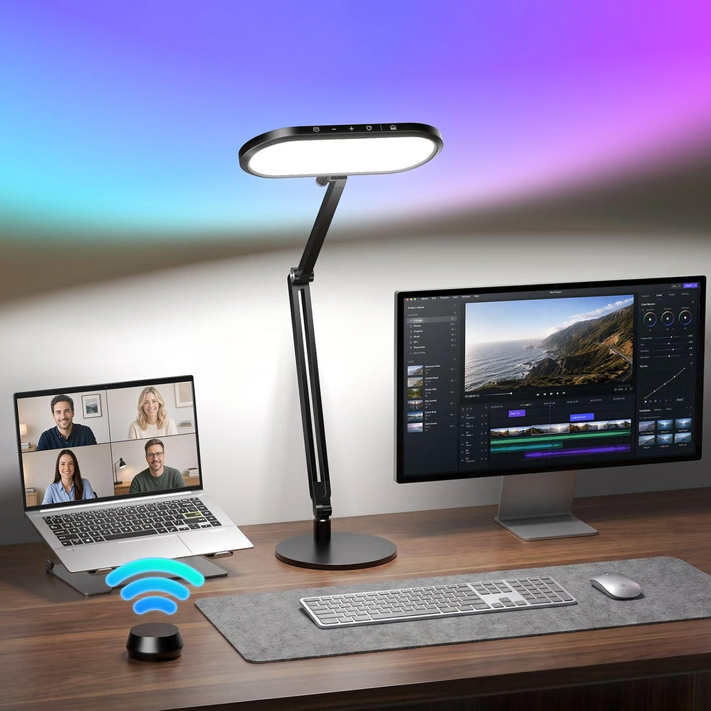 LitONES EaseGlowXP Dual‑Zone Desk Lamp, Remote, Morden Home Office Lighting