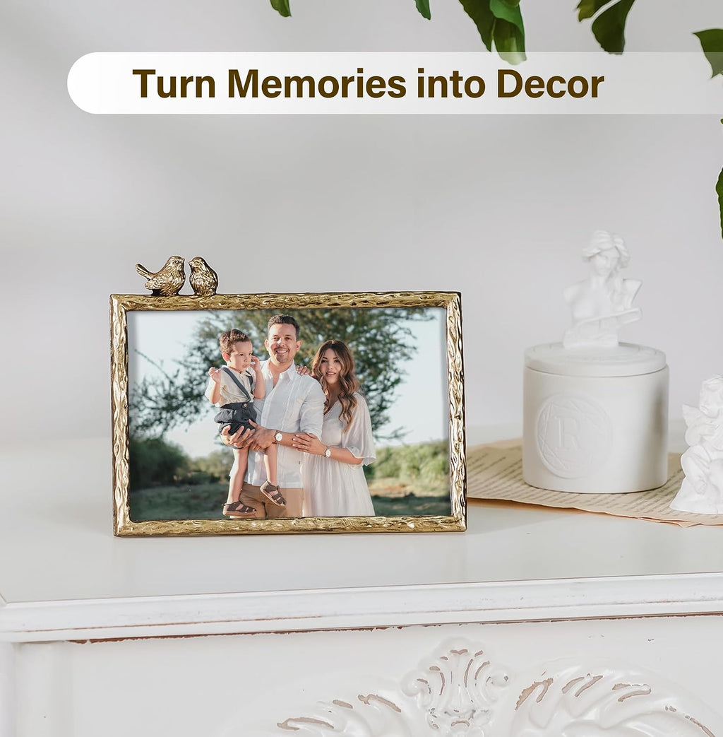 4x6 Antique Gold LoveBirds Picture Frame, Horizontal