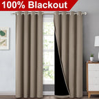 NICETOWN Taupe Full Shade Curtain Panels, Pair of Energy Smart & Noise Blocking - Image 2