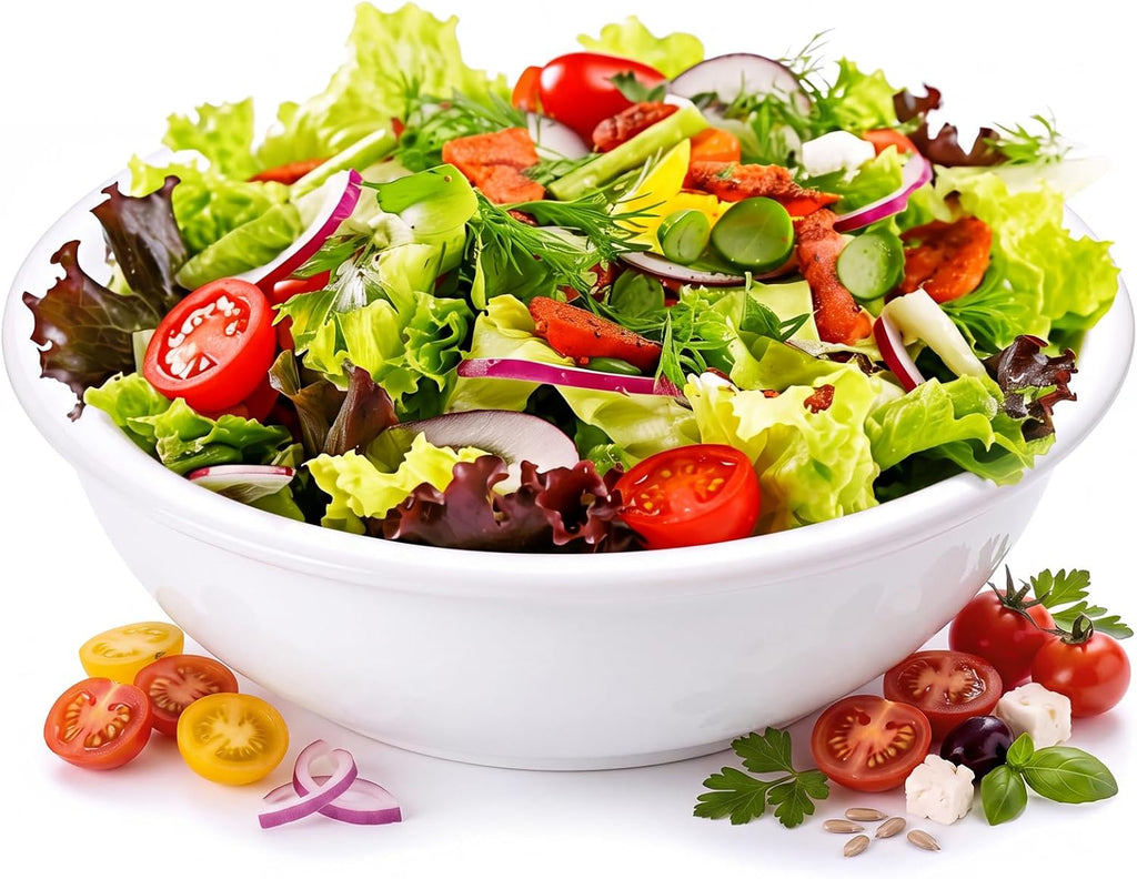 12'' 152oz Extra Large Ceramic Mixing Bowl Salad Bowl, 2 Pcs, Ribbed Style