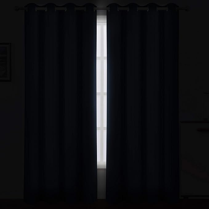LEMOMO Navy Blue Thermal Blackout Curtains/52 x 95 Inch/Set of 2 Panels Room - Image 3