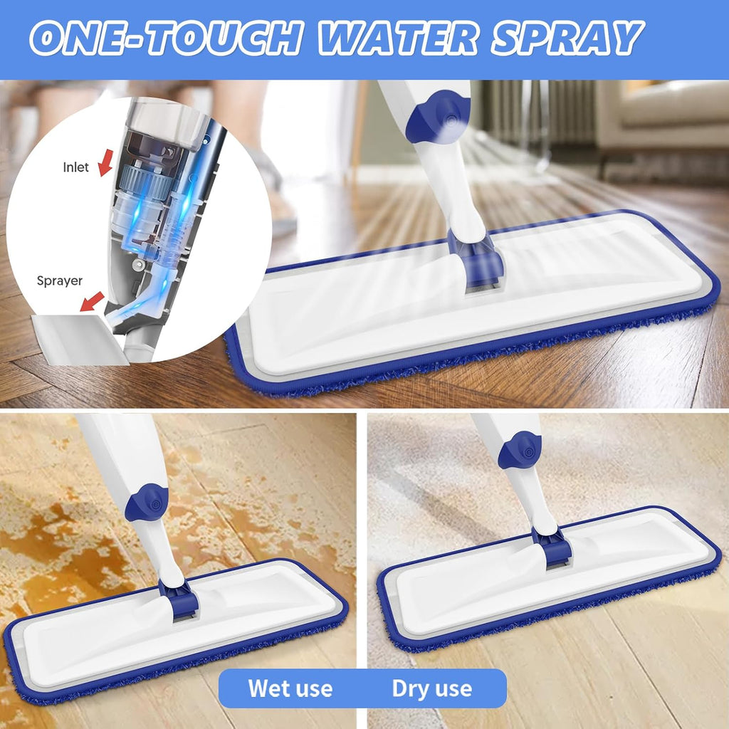Microfiber Flat Mop with Sprayer for Floor Cleaning: Spray Wet Mop Compact