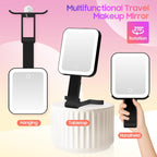GOMIPURU Magnifying Travel Mirror with Light, 30X/1X Double-Sided Magnifying Mirror with 3 Color Lights, Brightness Adjustable, Foldable Handheld Makeup Mirrors Portable for Travel and Desktop, Dark