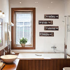 Jetec 4 Pieces Farmhouse Bathroom Decor Wall Art Soak Relax Unwind Breathe Wooden Signs with Arrow Rustic Vintage Country Bathroom Decor for Home Laundry Room(Brown)