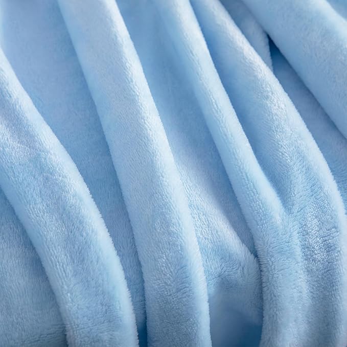 JIAHANNHA Light Blue Throw Blanket Fleece Blanket Throw Size, Super Soft Cozy - Image 5