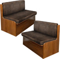 molasofa Leather Like RV Dinette Cushion Covers, RV Booth Seat Cover Stretchable Camper Cushion Couch Covers Washable Slipcovers for RV Camper Car Bench (2 Bench Cover & 2 Backrest Cover, Brown-02)